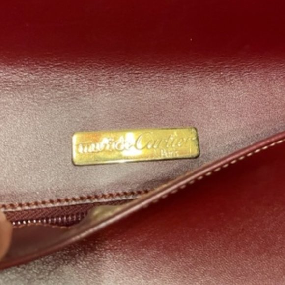 Cartier EUC VINTAGE Wine Leather Clutch, Mini Document Portfolio Bag - Picture 7 of 10